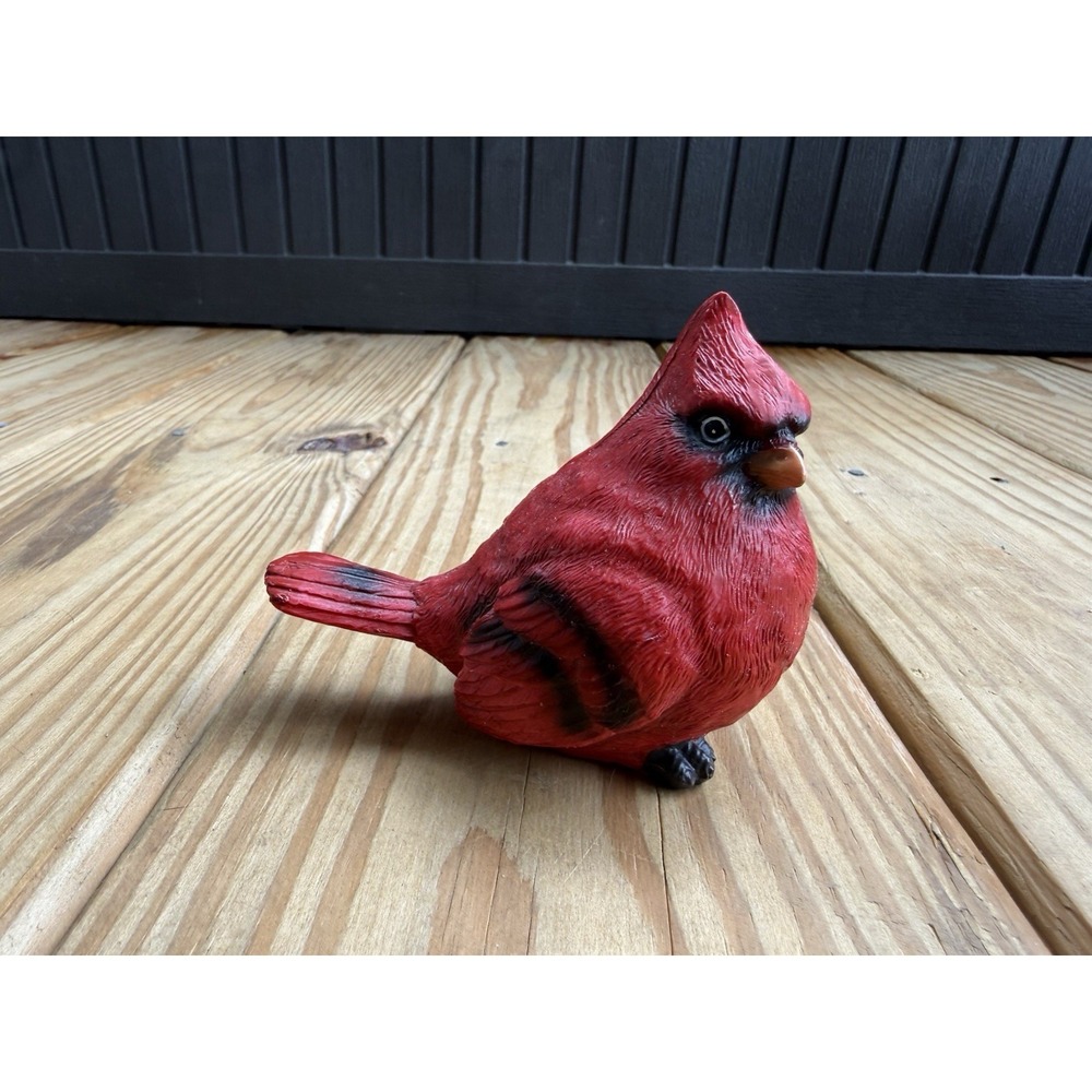 Vintage Red Cardinal Resin Bird Figurine Statue